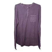 Mossimo Mens Henley Long Sleeve Purple Stripped Shirt Size MT