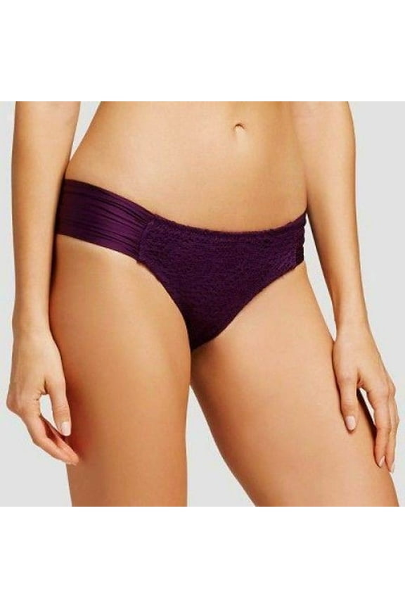 Purple Shirred Crochet Bikini Bottoms Swimwear Women's Medium