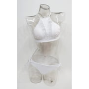 Mossimo White High Neck Crochet Halter Bikini 2-Pc Set Swimwear Womens XL