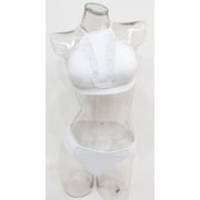 Mossimo White High Neck Crochet Halter Bikini 2-Piece Set Swimwear XL