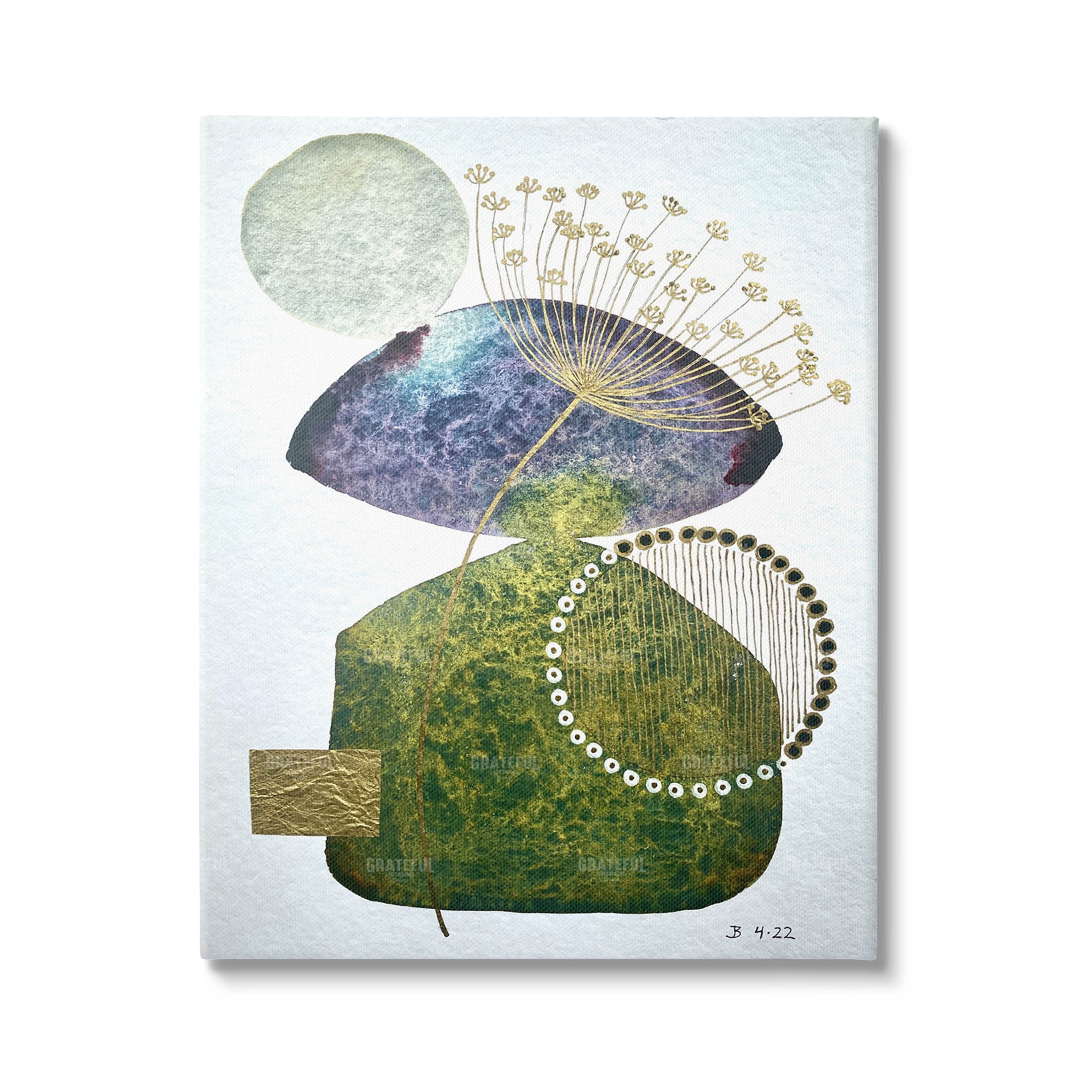 Mossy Botanical Contemporary Nature Abstract Graphic Art Gallery Wrapped Canvas Print Wall Art