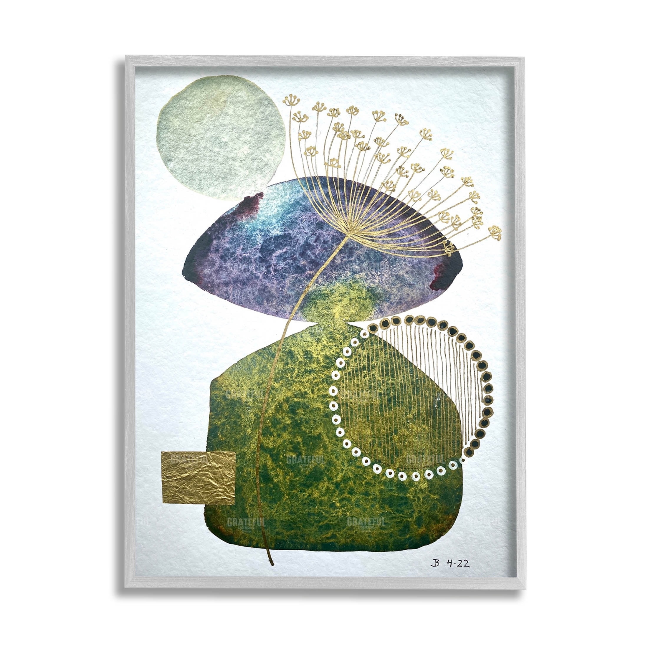 Mossy Botanical Contemporary Nature Abstract Graphic Art Gray Framed Art Print Wall Art