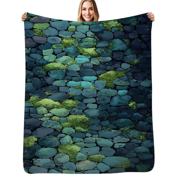 Mossy Cobblestone Path Flannel Blanket Warm Soft Bedding Throws Winter Camping Chair Sofa Bed