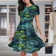 thumbnail image 1 of Mossy Cobblestone Path Women's Classic Swing Skater Dress Casual Work Party Cocktail Dresses, 1 of 6