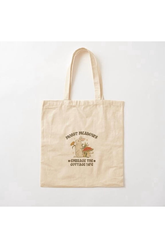 Mossy Meadows Cottage Life Canvas Tote Bags, Reusable Shopping Bag