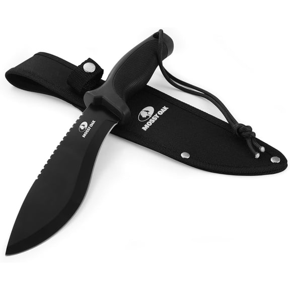 Mossy Oak 11.5'' Machete for Yard Work, Survival Kukri Machete Knife with Sheath, EDC Gear, Ergonomic Anti-Slip Handle, Stainless Steel Machetes for Cutting Trees, Gardening, Bushcraft and Hunting