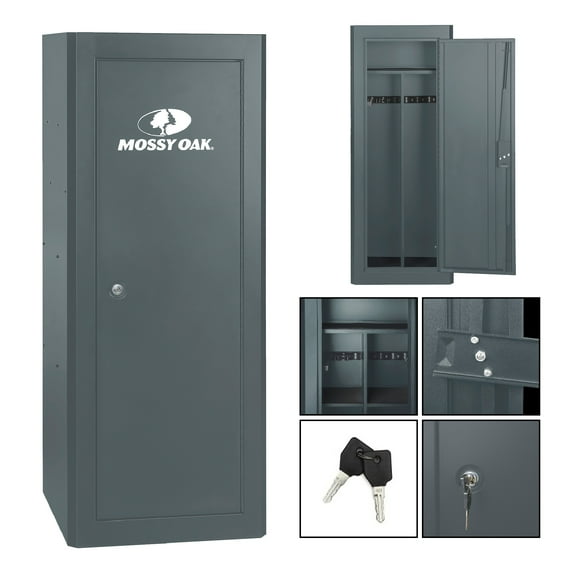 Mossy Oak 18 Gun Security Cabinet, 21 in x 18 in x 55 in, Rifle, Key Lock, Gray, New