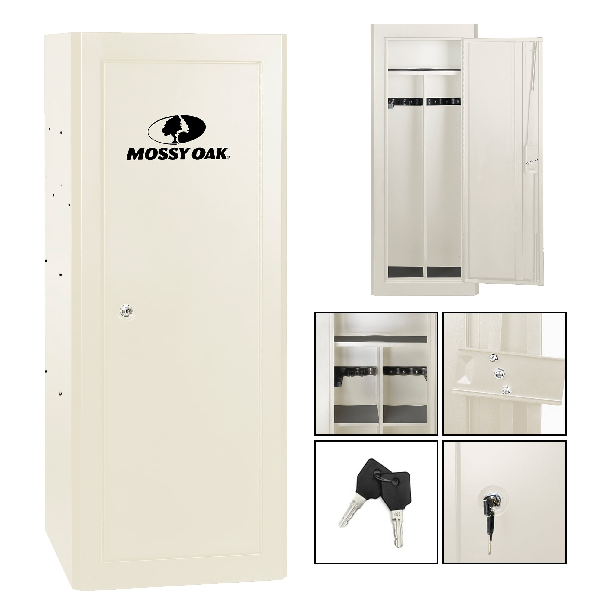 Mossy Oak 18 Gun Security Cabinet, 21 in x 18 in x 55 in, Rifle, Key Lock, White