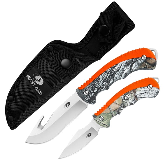 Mossy Oak 2 Pack Knife Set Camo 9 inch Hunting Knife Cutlery Stainless Steel Blade with Sheath