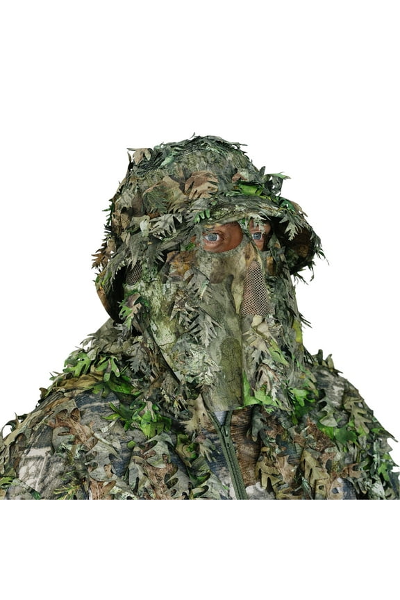 Mossy Oak 2 in 1 Leafy Camo Face Mask and Bucket Hat with Adjustable OSFM Camouflage Patterns