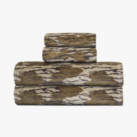 Mossy Oak 4-Piece Bath Set Printed Bottom Land, 2 Bath Towels (30x54") & 2 Hand Towels (16x26")
