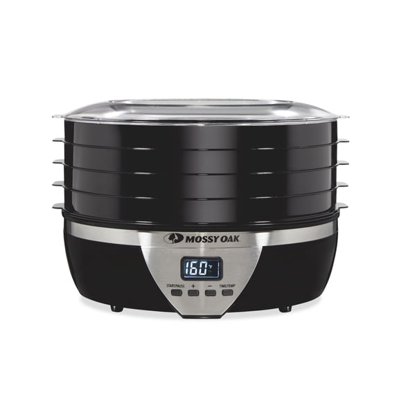 Mossy Oak Electric Food Dehydrator, 4 Stackable Trays, Model 75-0701-MO, Digital Timer, Adjustable 100F to 160F Temperature, 500 W