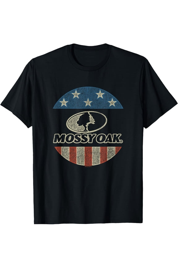 Mossy Oak 4th Of July American Flag Distressed Circle Logo T-Shirt