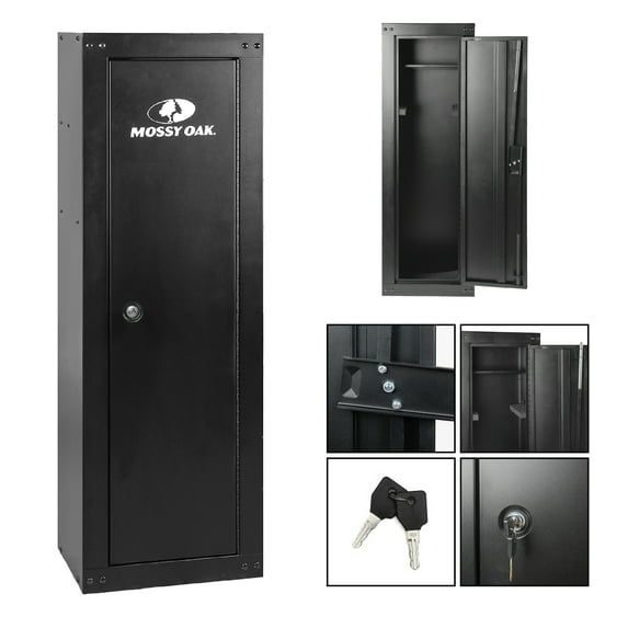 Mossy Oak 8 Gun Security Cabinet, 17-inch x 11-inch, Key Lock, Black