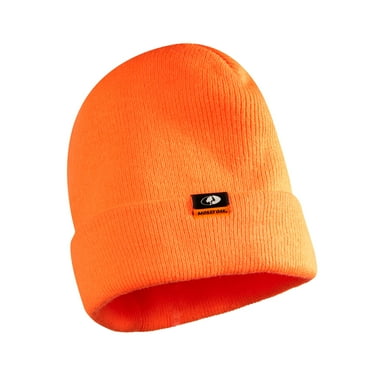 Mossy Oak Blaze Orange Insulated Hunting Beanie Hat, Acrylic, Unisex, Adult