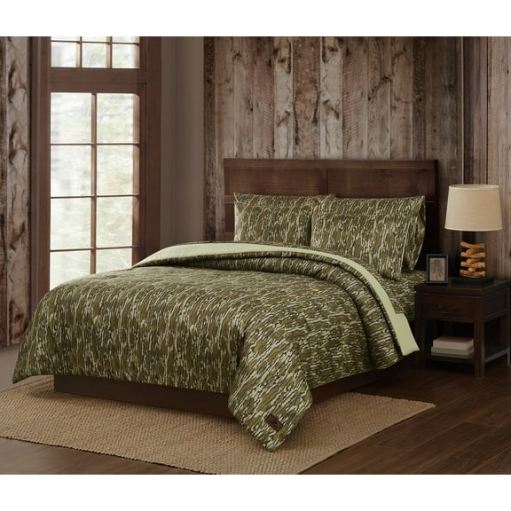 Mossy Oak® Bottomland® Microfiber Full Size Bed in a Bag Microfiber Adult Bedding for Hunting Lodge or Cabin