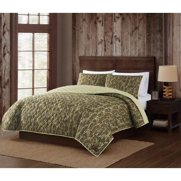 Mossy Oak® Bottomland® Microfiber 3-Piece Quilt Set, Full/Queen Microfiber Adult Bedding for Hunting Lodge or Cabin