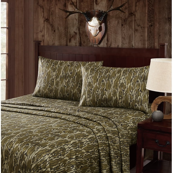 Mossy Oak® Bottomland Camouflage Microfiber Sheet Set Multiple Polyester 4-Piece Queen Sheet Set, OEKO-TEX Certified Safe for All Ages