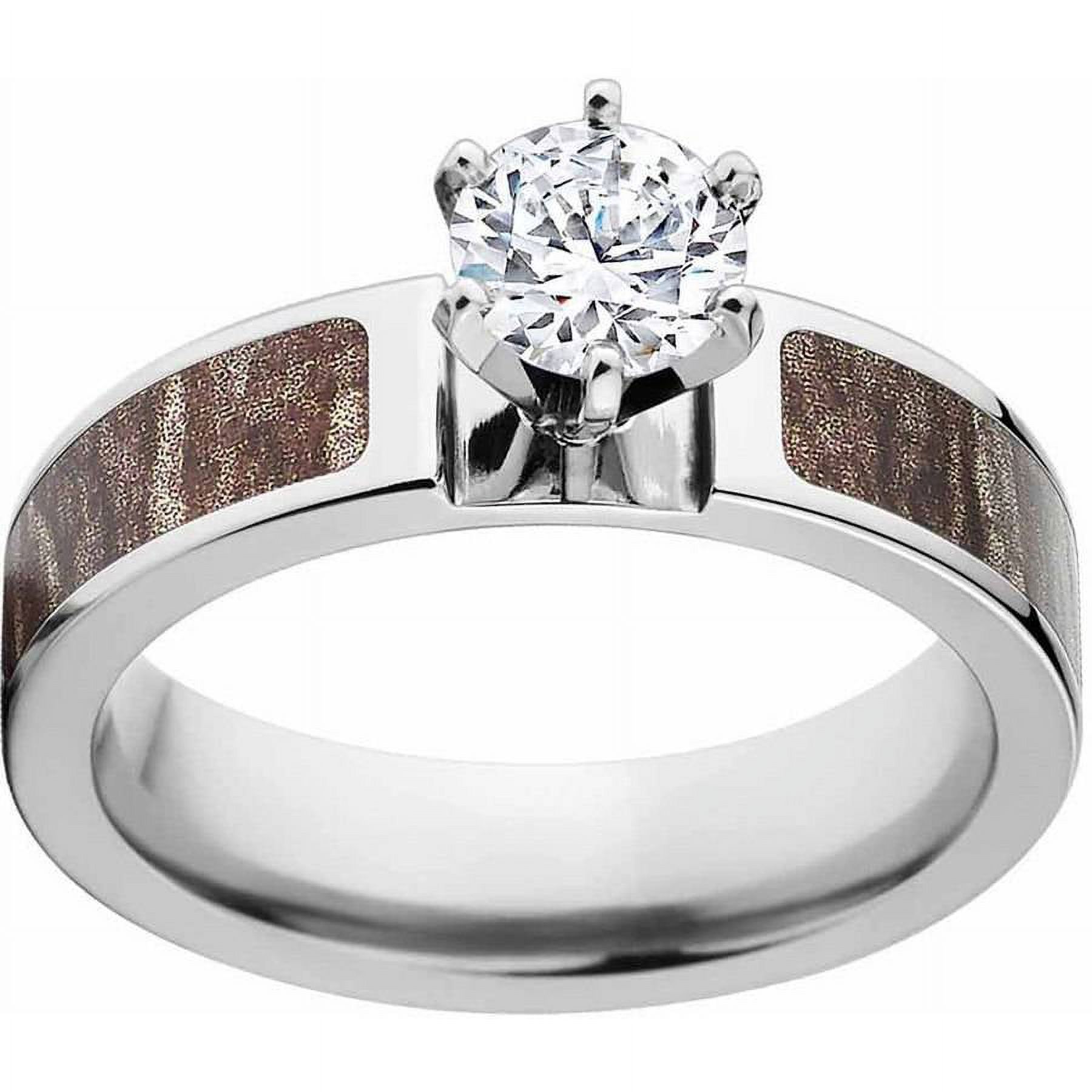 Mossy Oak Bottomland Women's Camo Engagement Ring Cobalt and 14kt White Gold with Polished Edges and Deluxe Comfort Fit