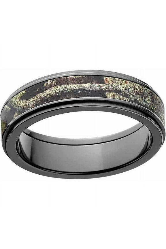 Break Up Infinity Men's Camo Black Zirconium Ring with Polished Edges