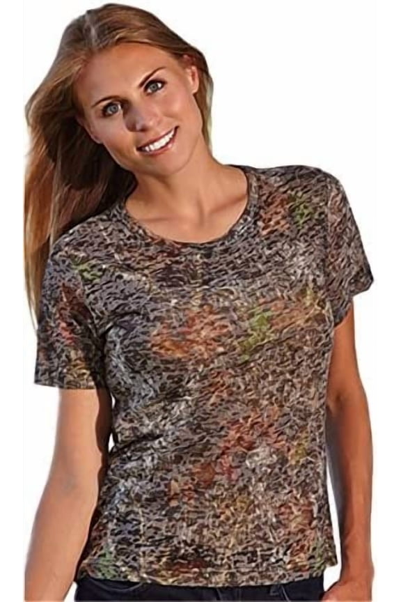Mossy Oak Break-Up Short Sleeve Burnout Crew Neck-S