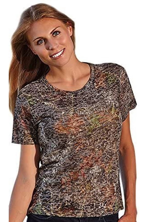 Mossy Oak Break-Up Short Sleeve Burnout Crew Neck-XL