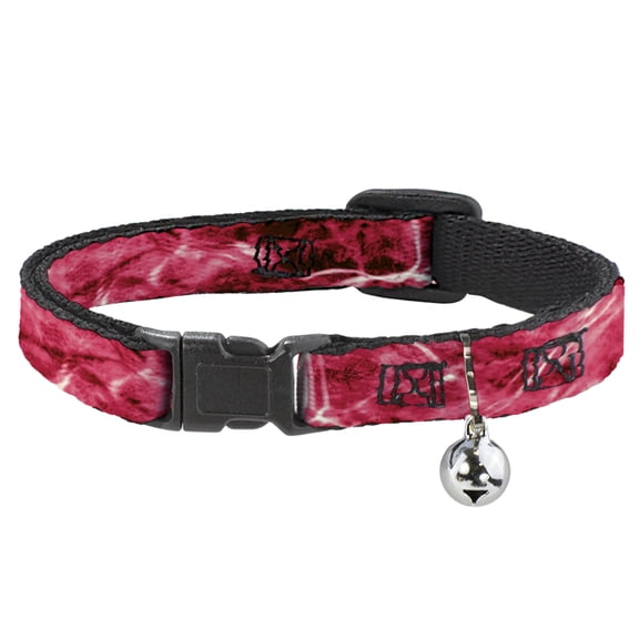 Mossy Oak Breakaway Cat Collar With Bell, Plastic Clip, Easy Adjustable, Mossy Oak Elements Anemone Agua Camo Pink, 8.5 to 12 Inches 0.5 Inch Wide