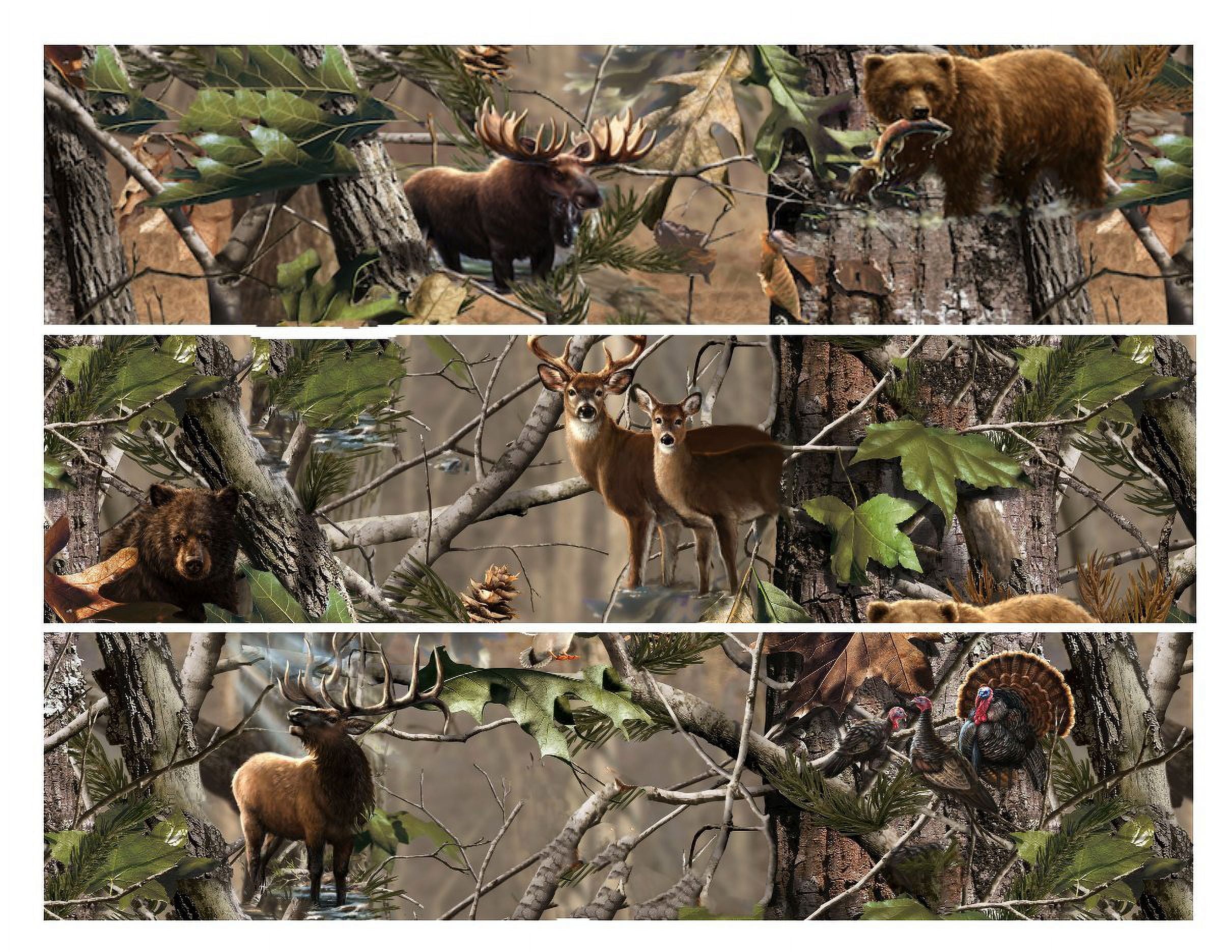 Mossy Oak Camo Hunting Deer Bear Elk Turkey Edible Icing Image Cake Border Strips (3 Strips)