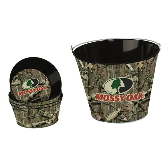 Mossy Oak Camouflage 4.5 Quart, 4-Pack 20oz Tins, Snack Bucket Set MO-68508