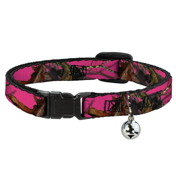 Mossy Oak Cat Collar, Breakaway Collar with Bell, Mossy Oak Country Roots Camo Fuchsia, 8.5 to 12 Inches 0.5 Inch Wide