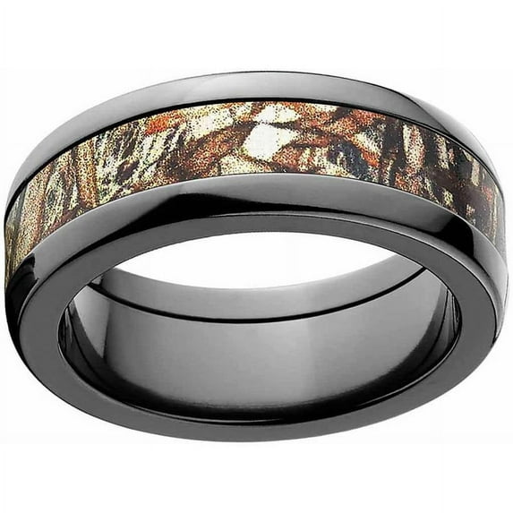 Mossy Oak Duckblind Men's Camo Black Zirconium Ring with Polished Edges and Deluxe Comfort Fit