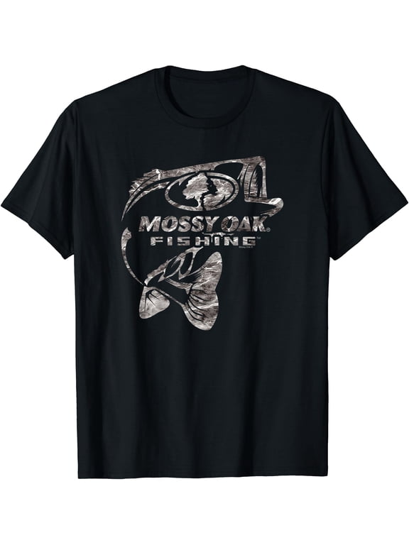 Mossy Oak Fishing Bass Open Water Grey Logo T-Shirt BLACK Unisex S-5XL Hot Trending Shirt, Vintage Birthday Gift