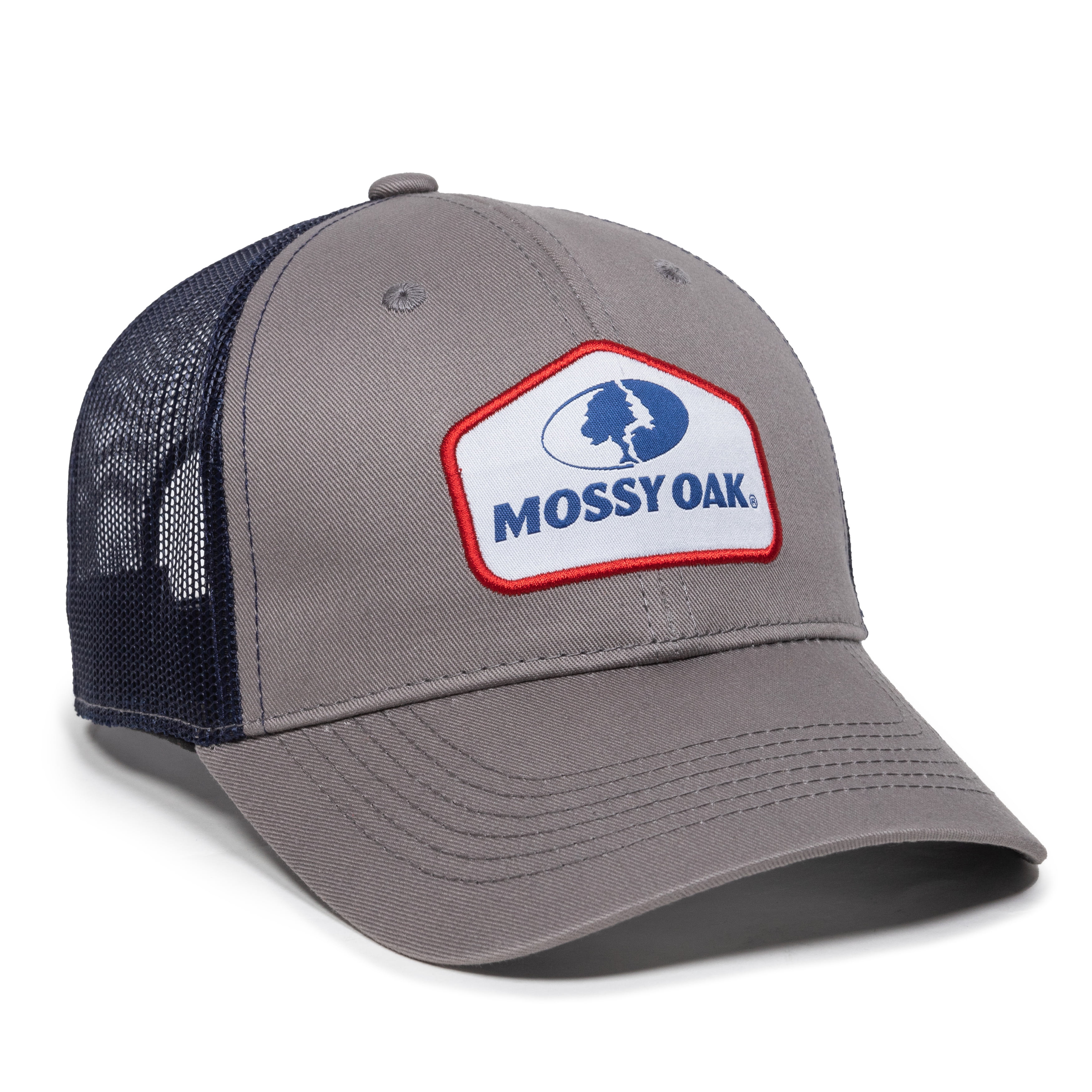 Mossy Oak Fishing Structured Baseball Style Hat, Gray, Adult