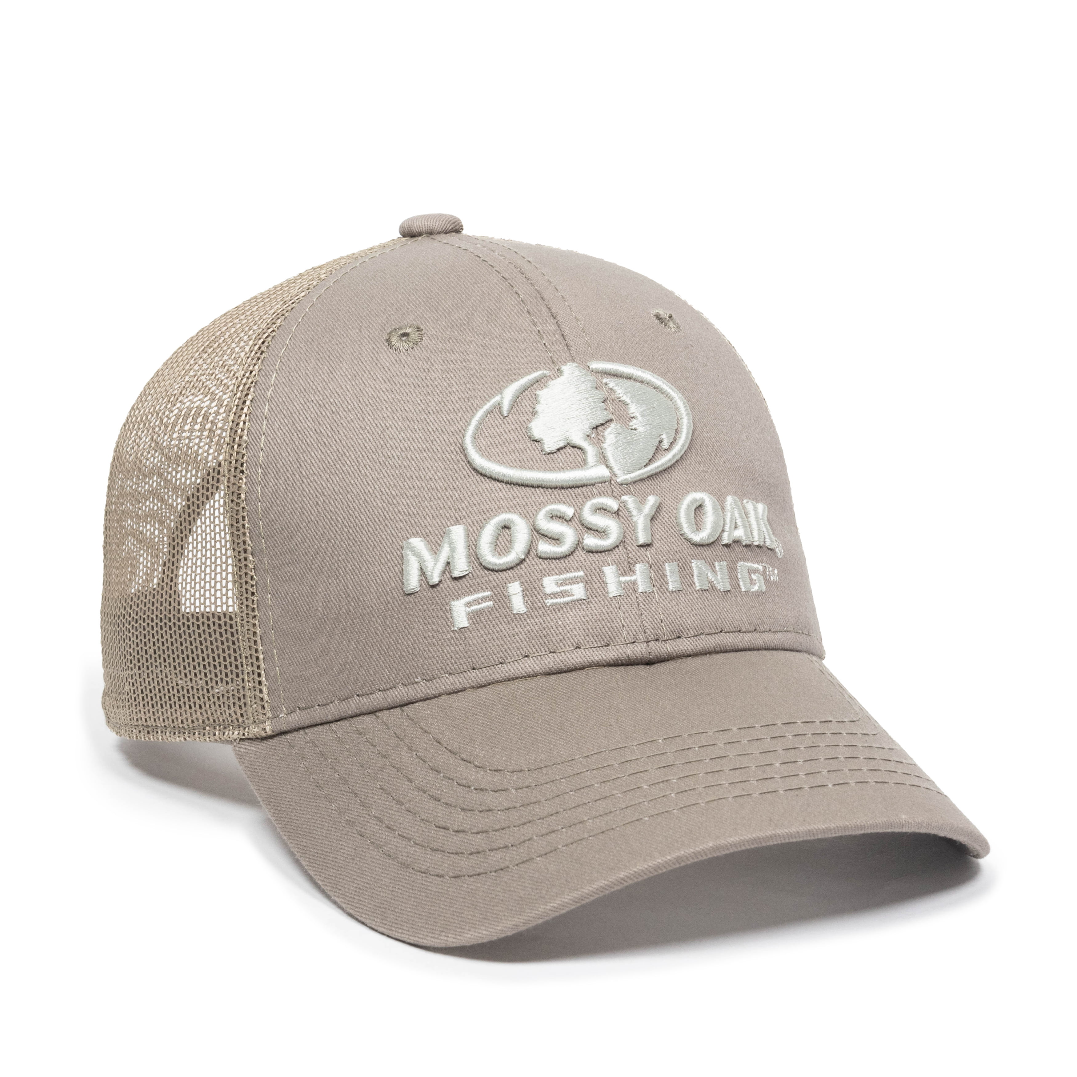 Mossy Oak Fishing Structured Baseball Style Hat, Khaki, Adult 