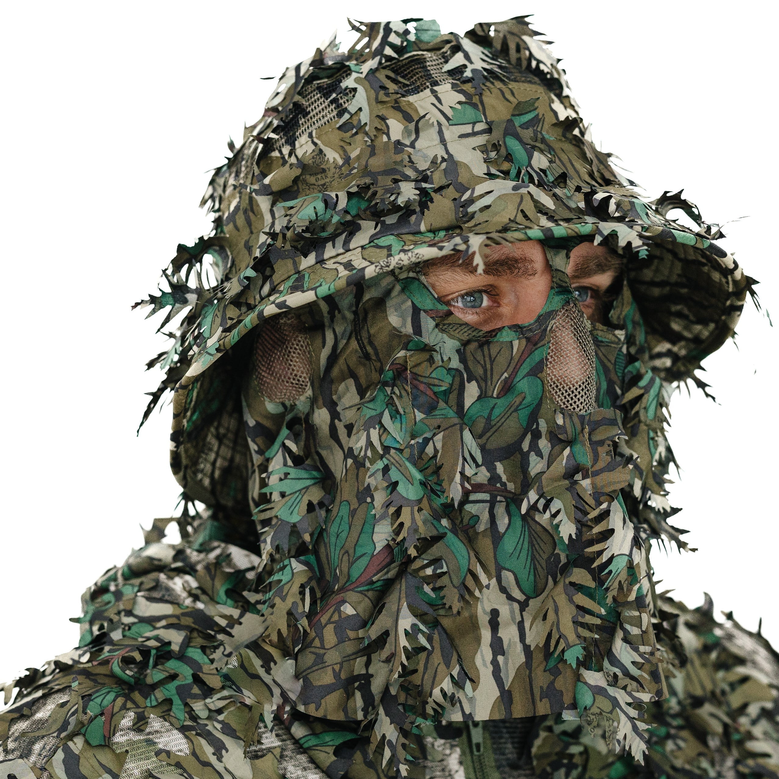 Mossy Oak Greenleaf 3D Leafy Camo Boonie Hat with Ghillie Face