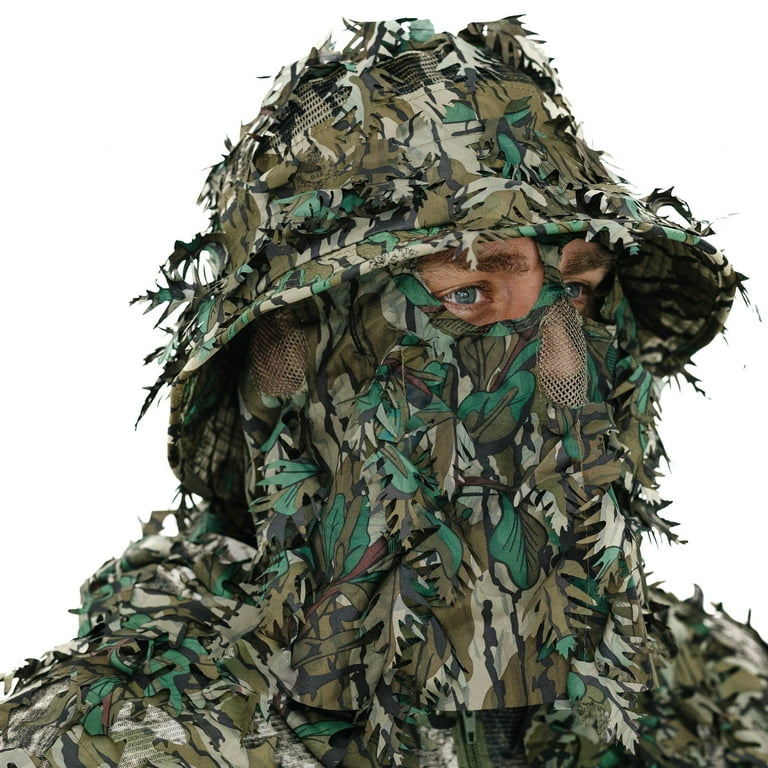 Mossy Oak Greenleaf 3D Leafy Camo Boonie Hat with Ghillie Face