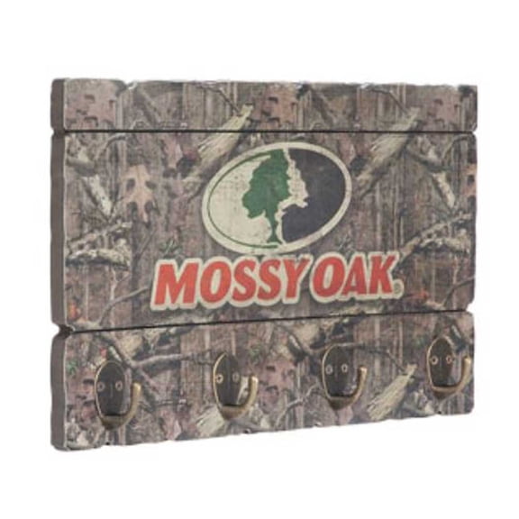 Mossy Oak Hanging Key Rack, Four Antique Brass Hooks MO-65307
