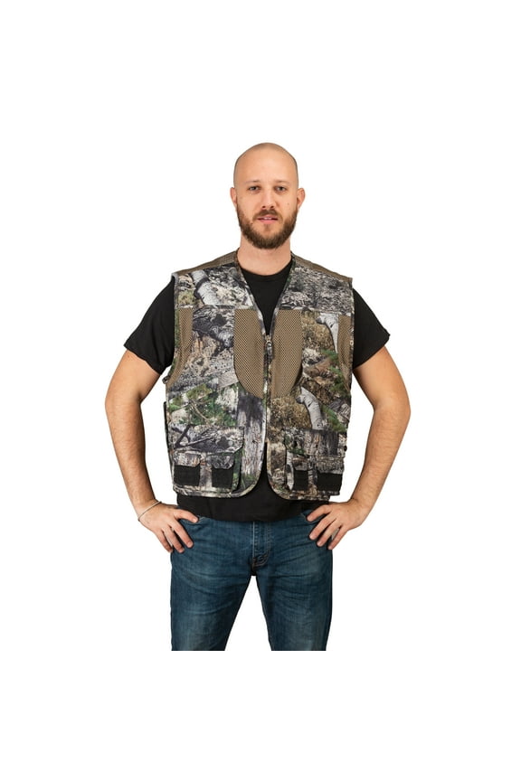 Mossy Oak Hunting Utility Cargo Travel Vest with Pockets Engineers Photographers Journalist, Mountain Country, 3X