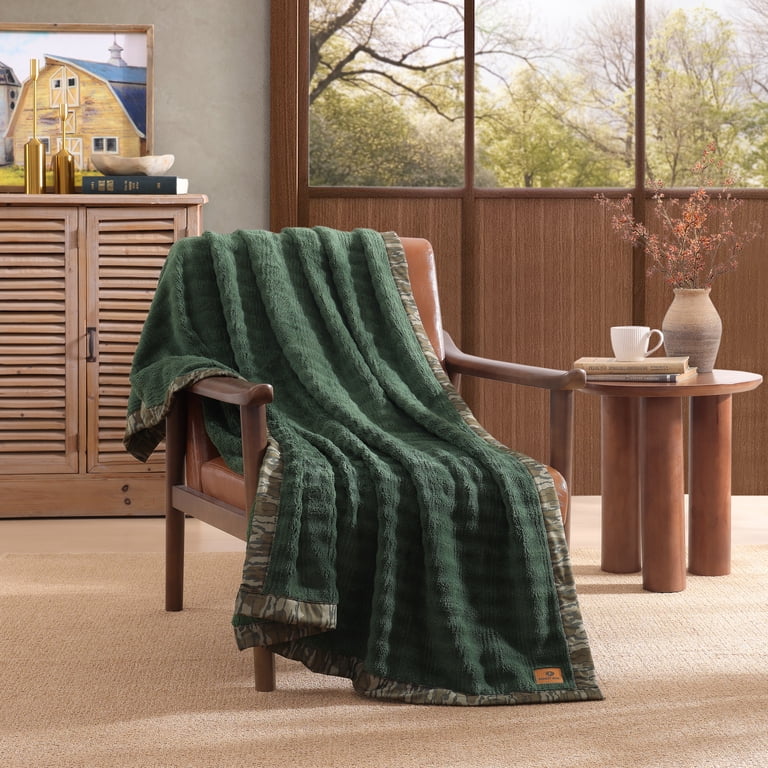 Mossy Oak Jacquard Sherpa Throw, 50”x60”, Green Forest - Walmart.com