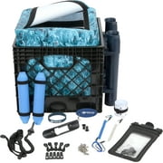 Mossy Oak 24 Piece Kayak Storage Crate with Dry Bag, Fishing Accessories Kit and Rod Holder Milk Crate Blue