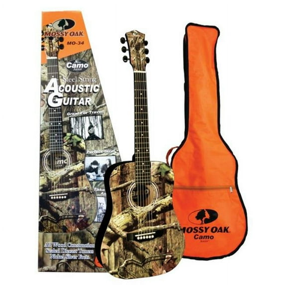 Mossy Oak MO-34 Acoustic Guitar with Orange Bag, 34 in.