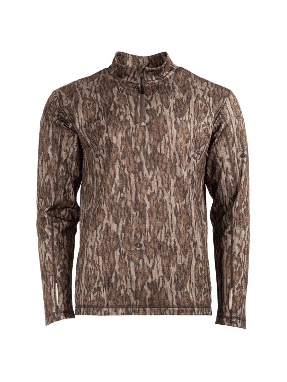 Mossy Oak Men's 1/4 Zip Performance Hoodie, Mossy Oak New Bottomland, Size Small
