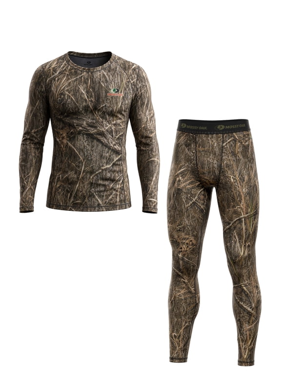 Men's Base Layer Set, Thermal Top & Bottom for Hunting, Shadow Grass Camo, Sizes S-XXL