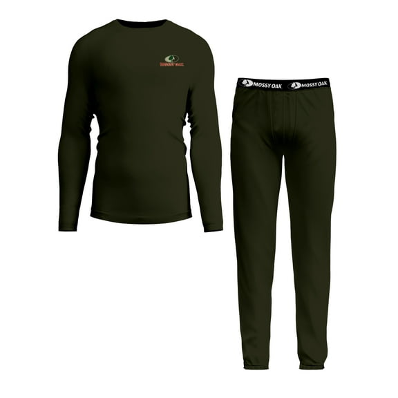 Mossy Oak Men’s Base Layers Set Compression Pants & Shirt Thermal Wear for Men, Forest Night Small