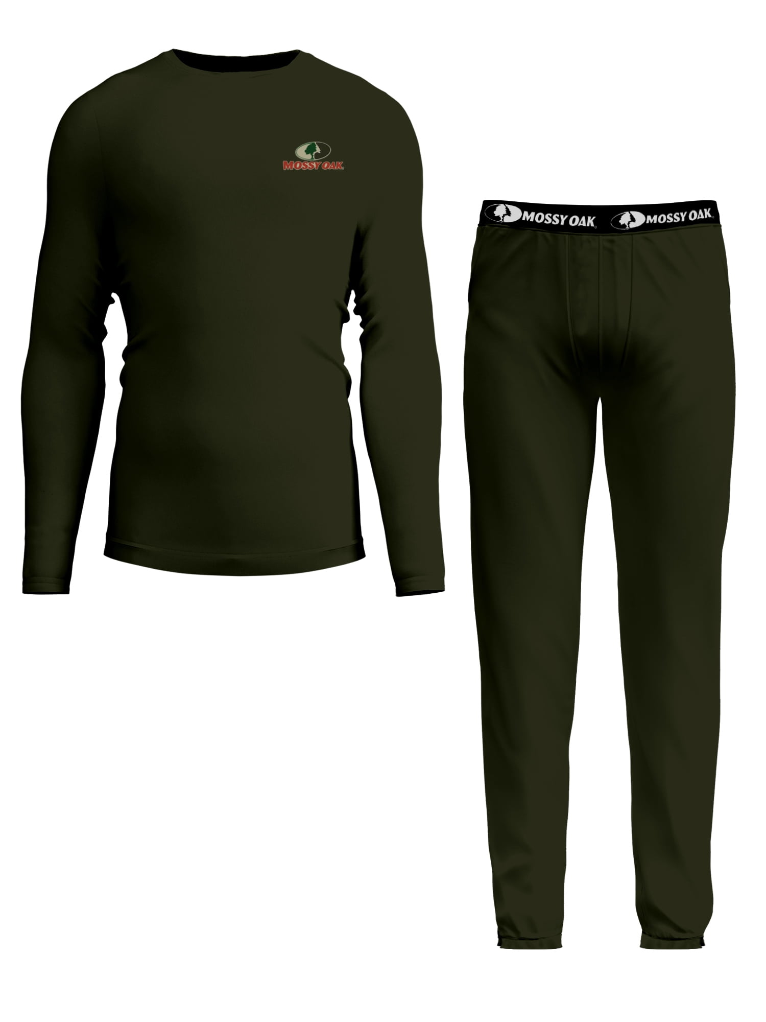 Mossy Oak Men’s Base Layers Set Compression Pants & Shirt Thermal Wear for Men, Forest Night XL