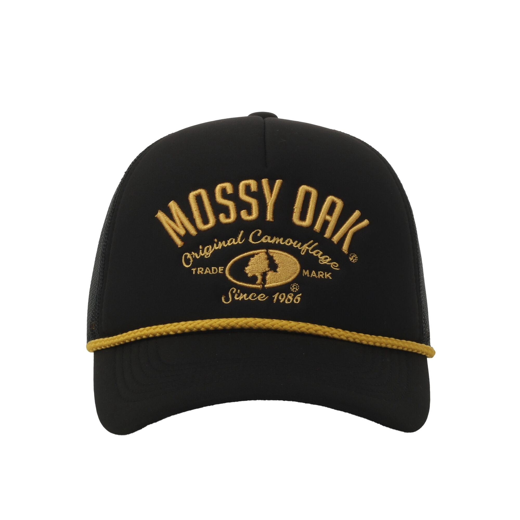 Mossy Oak® Black 5-Panel Foam Front Cap – Structured, Embroidered