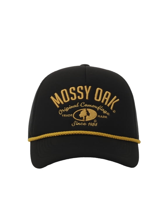 Black 5-Panel Foam Front Cap Structured, Embroidered Logo, Snapback, One Size