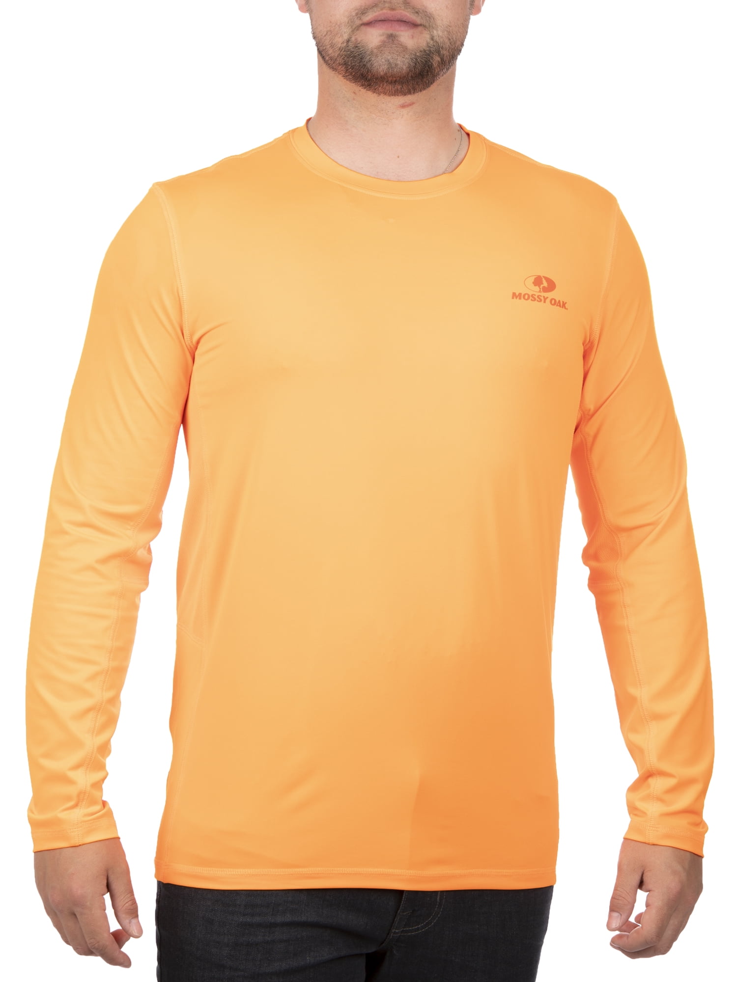 Mossy Oak Men's Blaze Orange Long Sleeve Performance Tee Shirt, Up to 3XL
