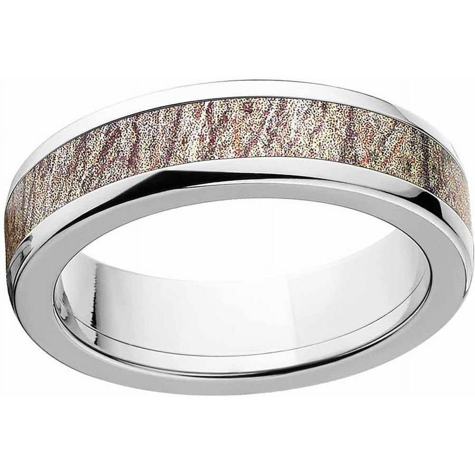 Mossy Oak Men's Camo Stainless Steel Ring with Polished Edges