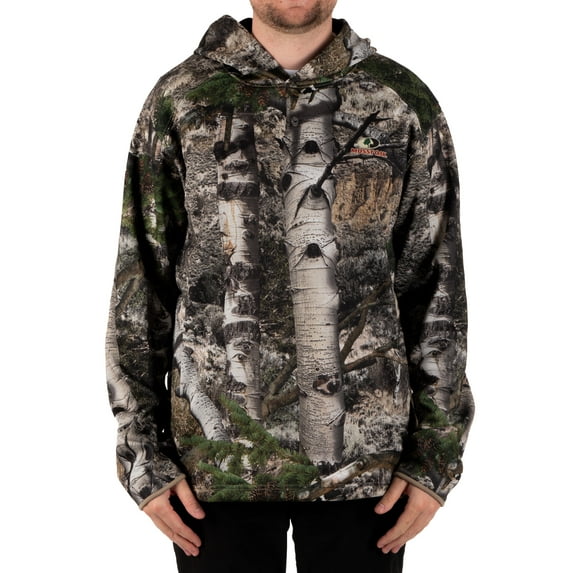 Mossy Oak Men's Camouflage Hunting Performance Hoodie, Mossy Oak Mountain Country, L